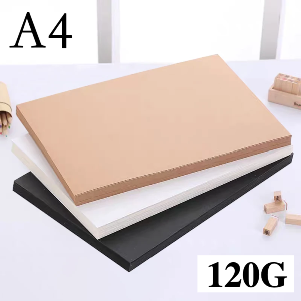 50 Uds A4 120g cartón hecho a mano papel de tarjeta blanco/negro/marrón papel Kraft para manualidades de acuarela DIY paquete de inyección de tinta y impresora láser