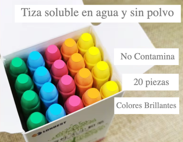 Tizas Disolubles en Agua 20 Piezas de colores brillantes Para Niños Con Carcasa Protectora De Plástico para facil manipulación