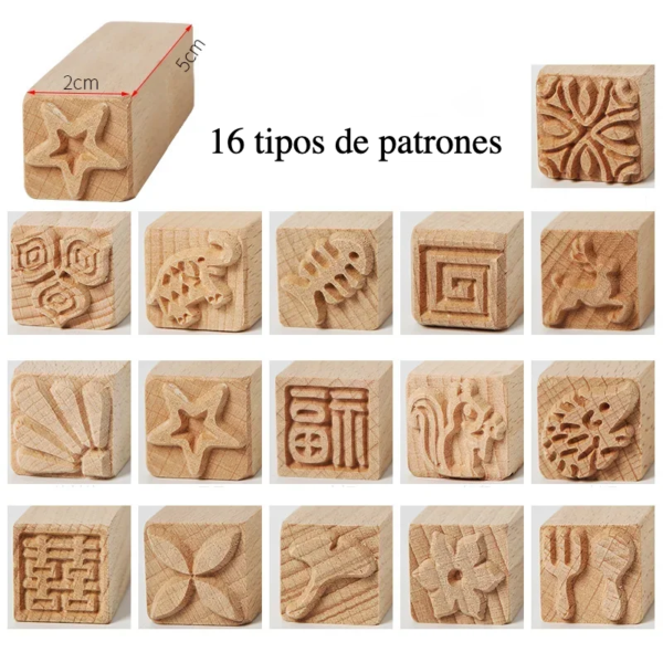 Sellos de madera tallados a mano, herramientas de arcilla DIY, bloques de impresión de madera, relieve cuadrado, flor de hoja, manualidades DIY