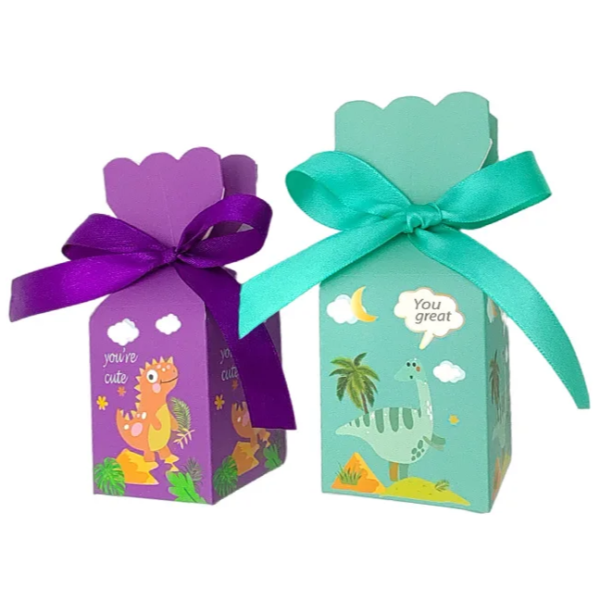 Caja de dulces de dibujos animados de dinosaurio, jarrón de cola de pez, caja de regalo, bolsas de embalaje para bebé con cinta, decoración para fiesta de boda y cumpleaños, 10 Uds.
