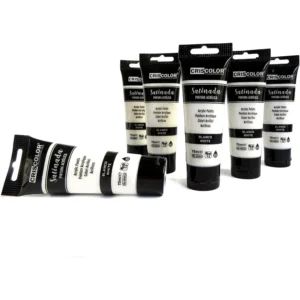 Set Pinturas Acrílicas Blanco y Negro satinado y kit de colores, Para Arte y Manualidades