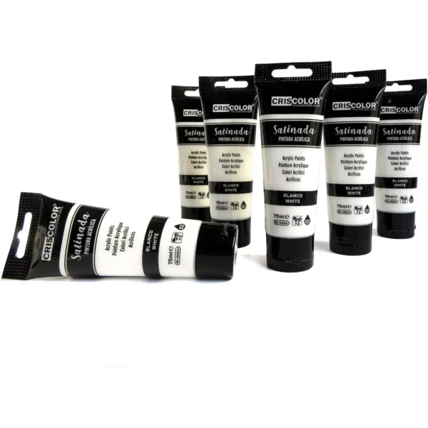 Set Pinturas Acrílicas Blanco y Negro satinado y kit de colores, Para Arte y Manualidades