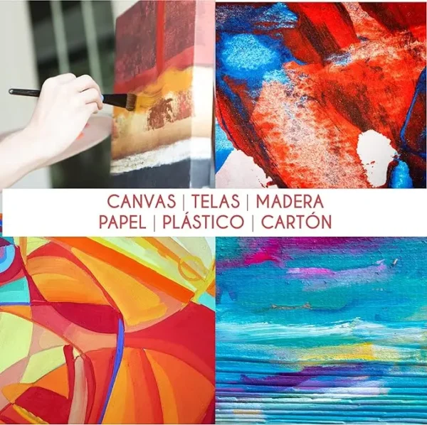 Set de Pintura Acrilica de 6 Colores para lienzos y Manualidades (Paquete de 6),