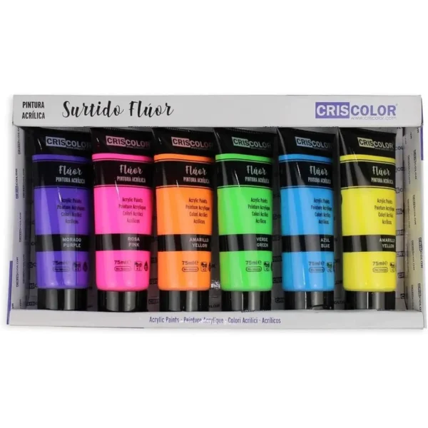 Set de Pintura Acrilica de 6 Colores para lienzos y Manualidades (Paquete de 6),