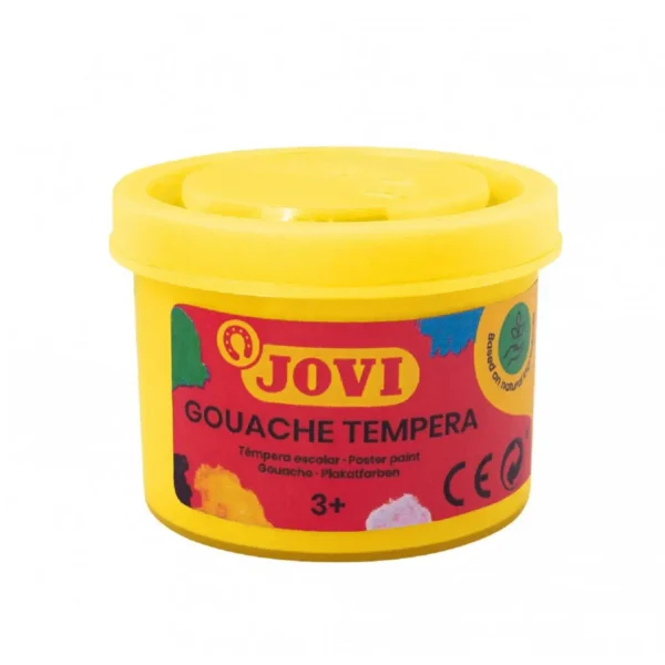 Set de Pintura JOVI Temperas Infantiles - 7 Botes de 35 ml en Colores Surtidos con Pincel y Bote para Mezclas. Gran poder cubriente, fácil aplicación y secado rápido. A base de ingredientes naturales, sin gluten y libre de los principales alérgenos.