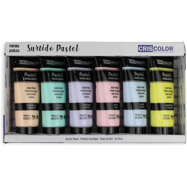 Set de Pintura Acrilica de 6 Colores para lienzos y Manualidades (Paquete de 6),