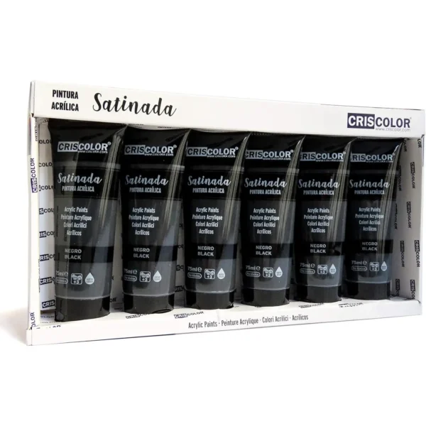 Set Pinturas Acrílicas Blanco y Negro satinado y kit de colores, Para Arte y Manualidades