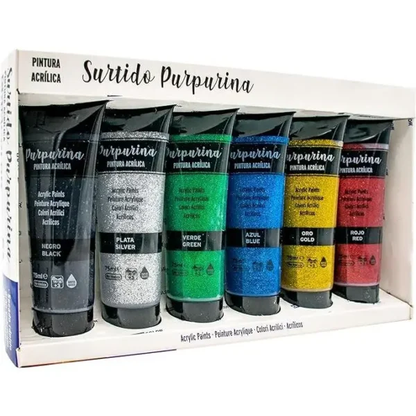 Set de Pintura Acrilica de 6 Colores para lienzos y Manualidades (Paquete de 6),