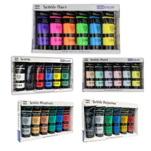 Set de Pintura Acrilica de 6 Colores para lienzos y Manualidades (Paquete de 6),