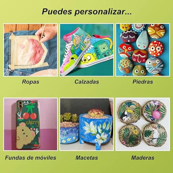 Set de Pintura Acrilica de 6 Colores para lienzos y Manualidades (Paquete de 6),