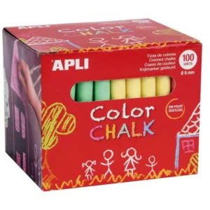 Apli Tizas Redondas de Colores Surtidos - Pack de 100 Tizas