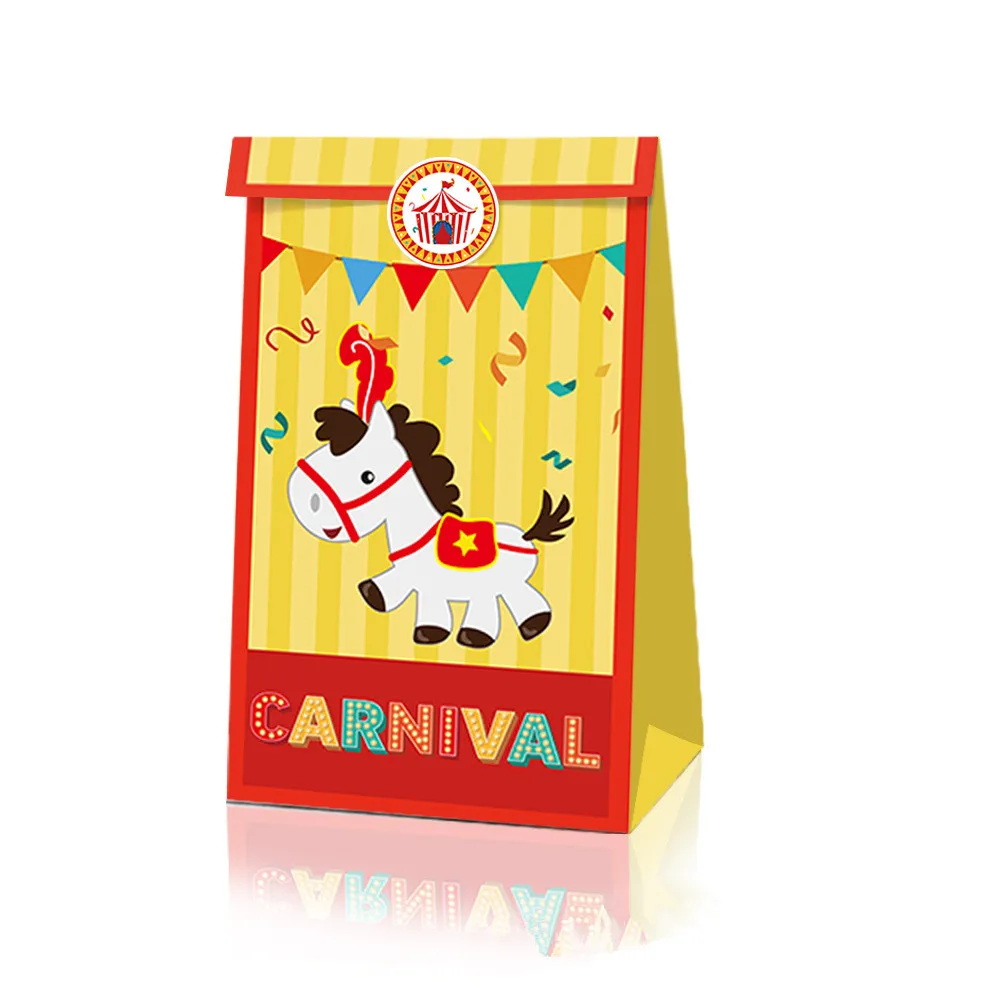 Bolsas de regalos para fiesta de cumpleaños con animales de circo - Imagen 6