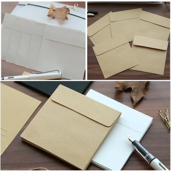 Sobre de estilo Vintage de papel Kraft, sobres de papelería, 10 piezas, 10x10cm