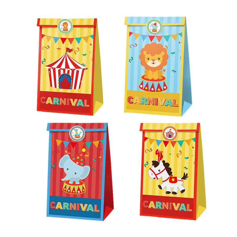 Bolsas de regalos para fiesta de cumpleaños con animales de circo - Imagen 2