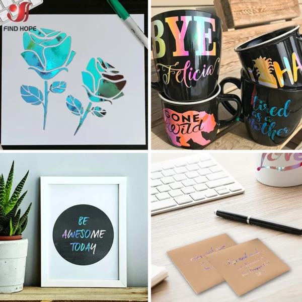 Vinilo permanente holográfico adhesivo para manualidades, taza de Plotter/decoración de pared DIY 30*25cm/50cm
