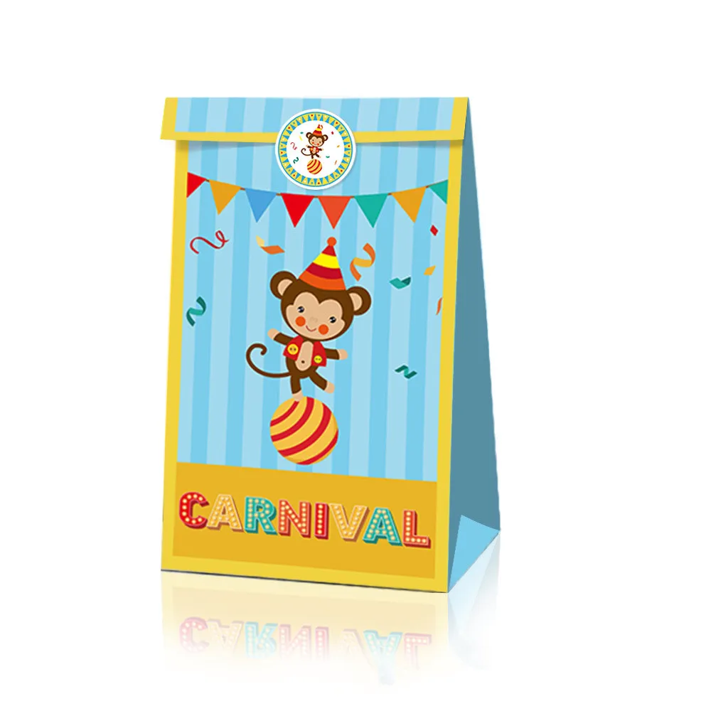 Bolsas de regalos para fiesta de cumpleaños con animales de circo - Imagen 4