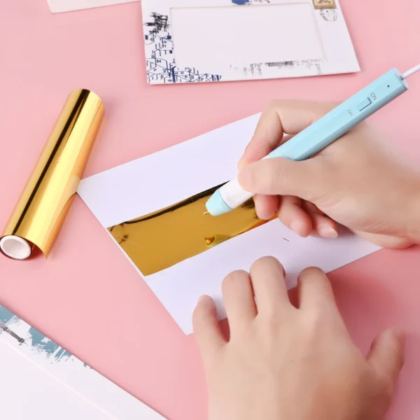 Pluma de lámina térmica Usb, punta de caligrafía rosa, mango delgado de 2,5mm con agarre resistente al calor utilizado en papel, cuero, tarjeta de plástico