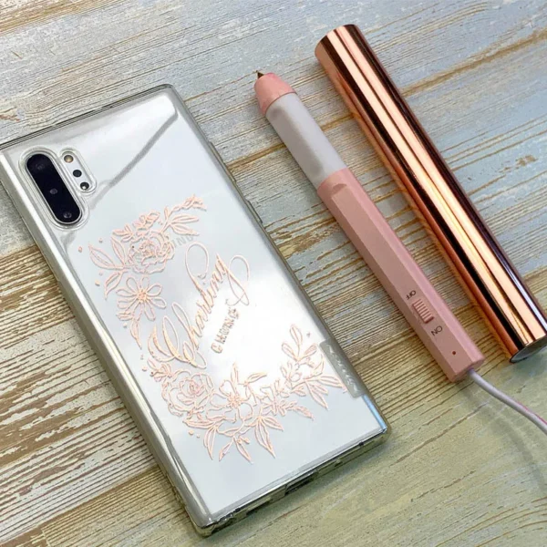 Pluma de lámina térmica Usb, punta de caligrafía rosa, mango delgado de 2,5mm con agarre resistente al calor utilizado en papel, cuero, tarjeta de plástico