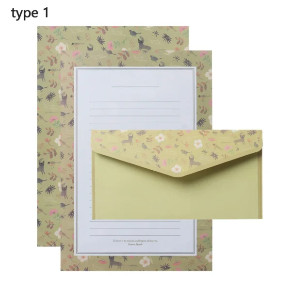 Sobres con hojas para escribir cartas, patrón de dibujos Vintage y motivos Florales