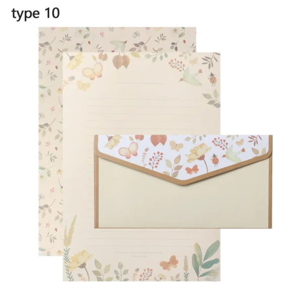 Sobres con hojas para escribir cartas, patrón de dibujos Vintage y motivos Florales