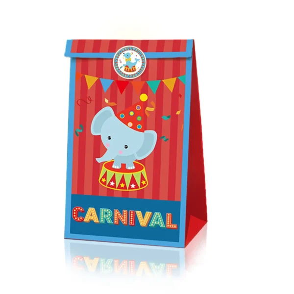Bolsas de regalos para fiesta de cumpleaños con animales de circo
