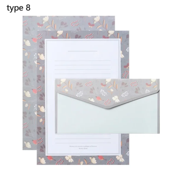 Sobres con hojas para escribir cartas, patrón de dibujos Vintage y motivos Florales