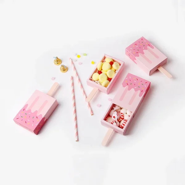 Cajas de cartón con forma de helado, con bandeja extraíble, originales de papel Kraft