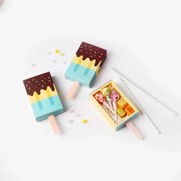 Cajas de cartón con forma de helado, con bandeja extraíble, originales de papel Kraft