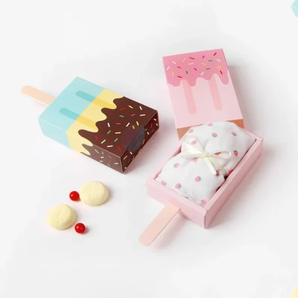 Cajas de cartón con forma de helado, con bandeja extraíble, originales de papel Kraft