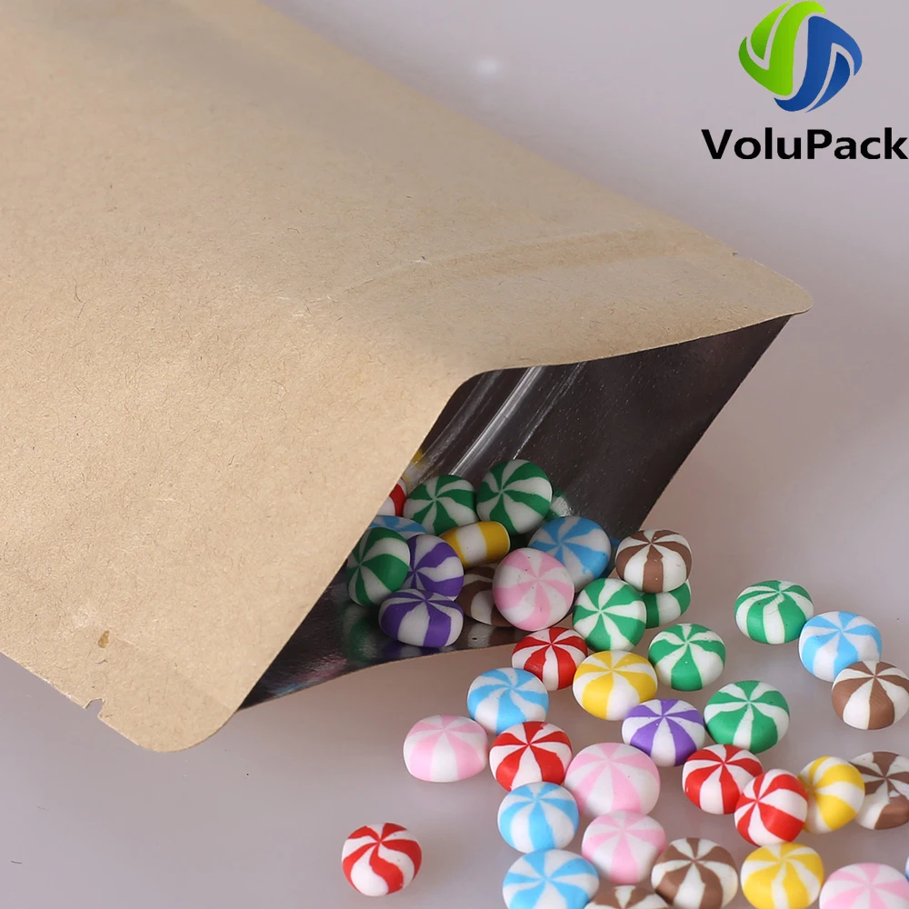 Bolsas de embalaje de papel kraft con cierre de cremallera y muesca de desgarro - Imagen 3