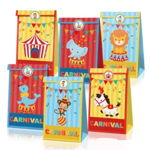 Bolsas de regalos para fiesta de cumpleaños con animales de circo