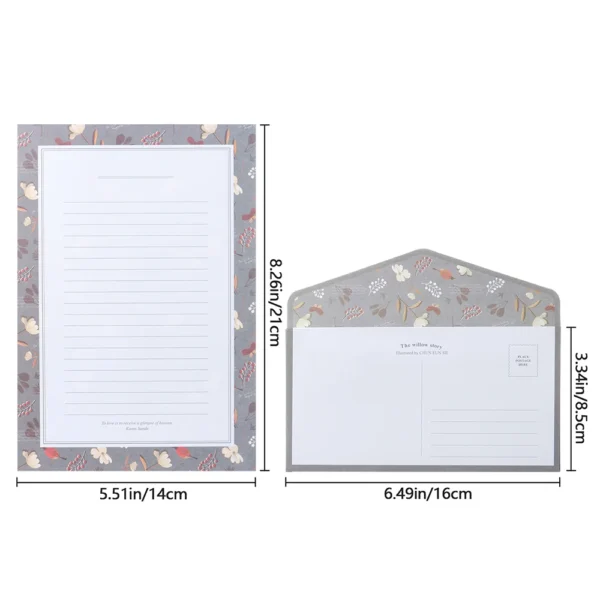 Sobres con hojas para escribir cartas, patrón de dibujos Vintage y motivos Florales