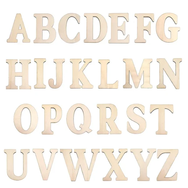 26 unids/set letras de madera sin terminar A-Z alfabetos de madera letras artesanales para DIY pintado educativo decoración de pared del hogar