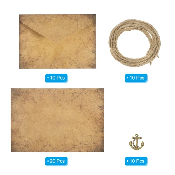 Juego de sobres Vintage para tarjetas, sobres con solapa de 150 G V y con letras de hoja de rosa