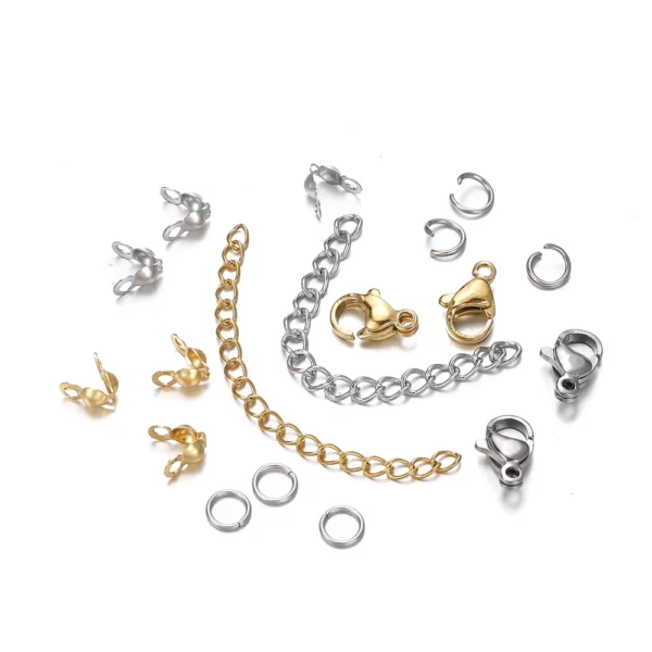 210-400 unids/caja Kits de fabricación de joyas cierre de langosta anillos abiertos extremo engarzadores caja de cuentas hecha a mano DIY pulsera collar hallazgos