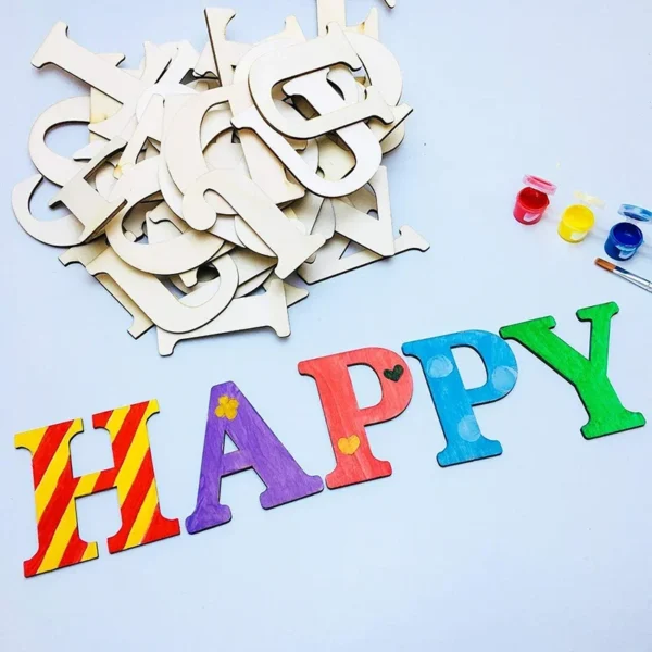26 unids/set letras de madera sin terminar A-Z alfabetos de madera letras artesanales para DIY pintado educativo decoración de pared del hogar