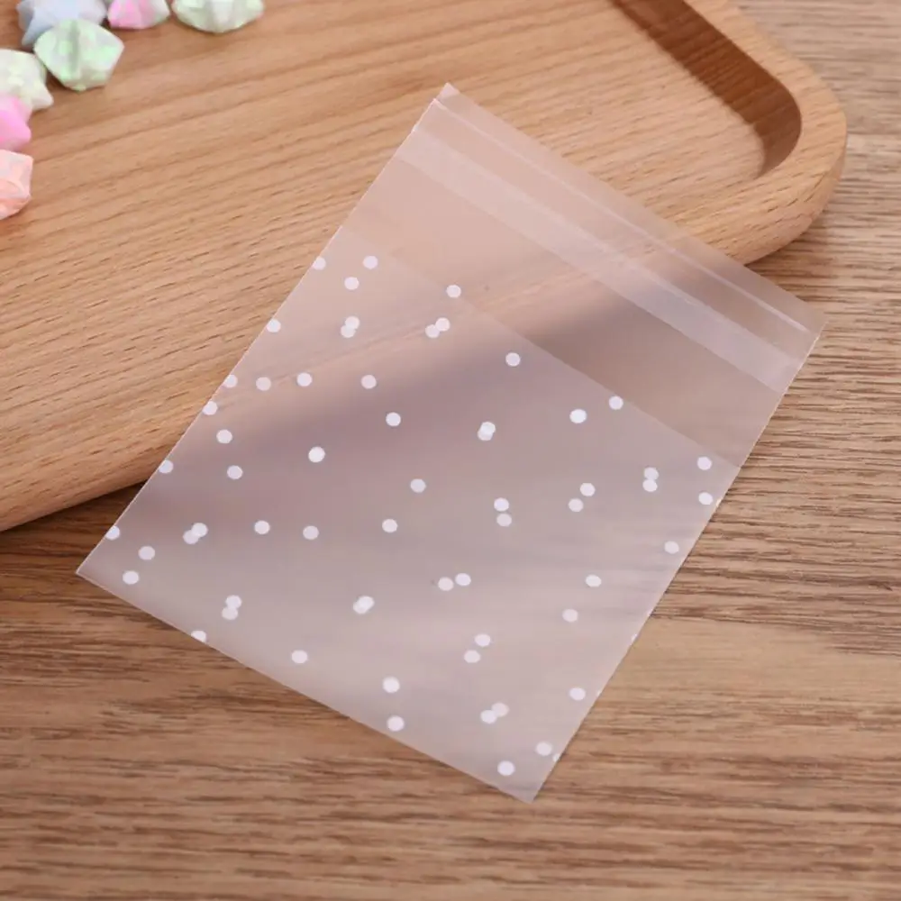 Bolsas de plástico transparente de celofán, autoadhesivas de lunares blancos - Imagen 2