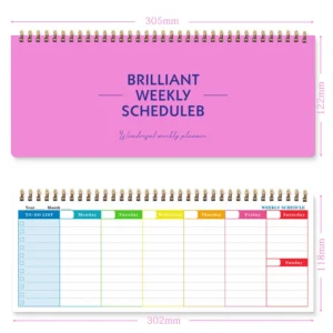 Agenda de espital en inglés con 60 hojas y 120 páginas, es planificador semanal y Bloc de notas con horario
