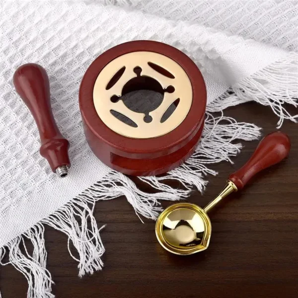 Juego de sellos de cera de sellado, sello de cera Vintage de madera maciza, Kit de estufa calefactora para tarjetas de invitación de boda, sobres, embalaje de regalo