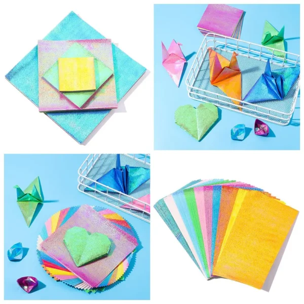 Papel de Origami brillante de un solo lado, papeles cuadrados plegables de colores brillantes mezclados