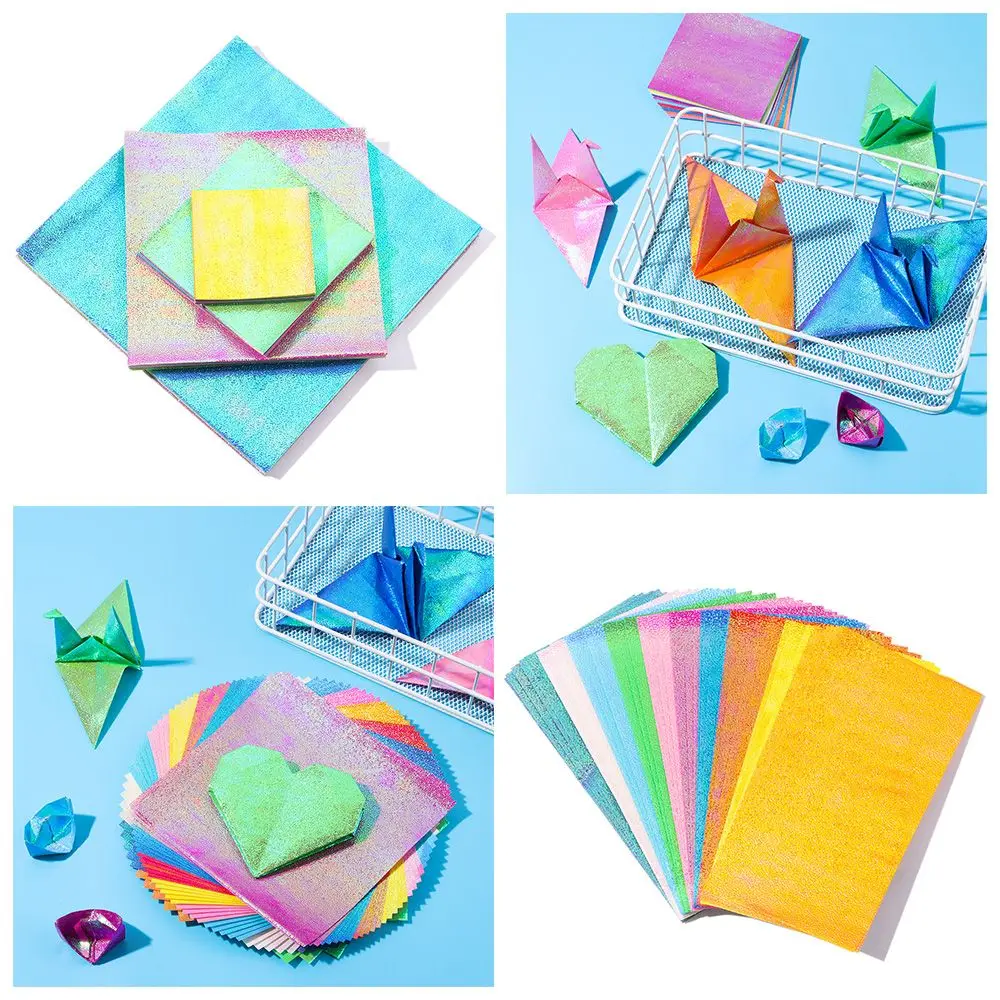 Papel de Origami brillante de un solo lado, papeles cuadrados plegables de colores brillantes mezclados - Imagen 5