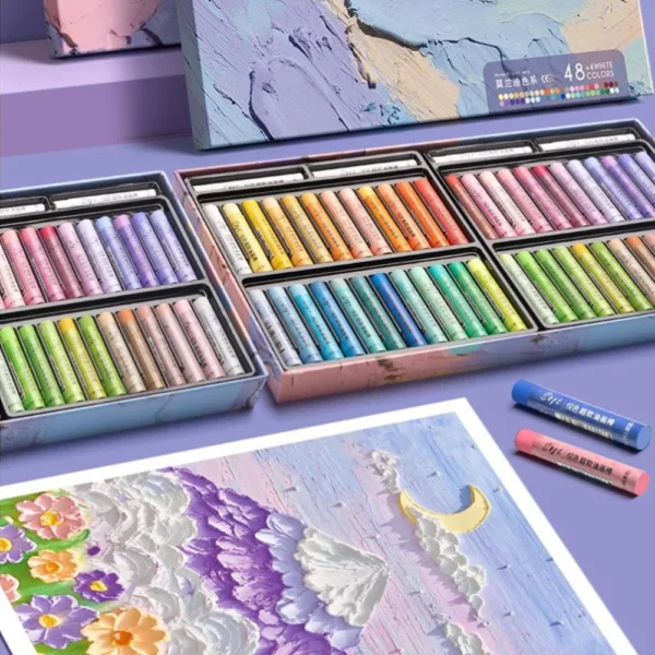 Set de Pasteles al Óleo Suaves para Artistas, 6/24/48 Colores, Profesional y Seguro, para Pintura Artística