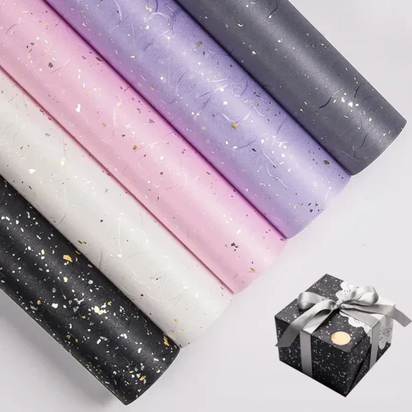 Papel de regalo de 1 metro x 2 hojas en paquete de 6 colores, oro/plata brillante