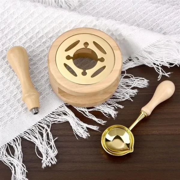 Juego de sellos de cera de sellado, sello de cera Vintage de madera maciza, Kit de estufa calefactora para tarjetas de invitación de boda, sobres, embalaje de regalo