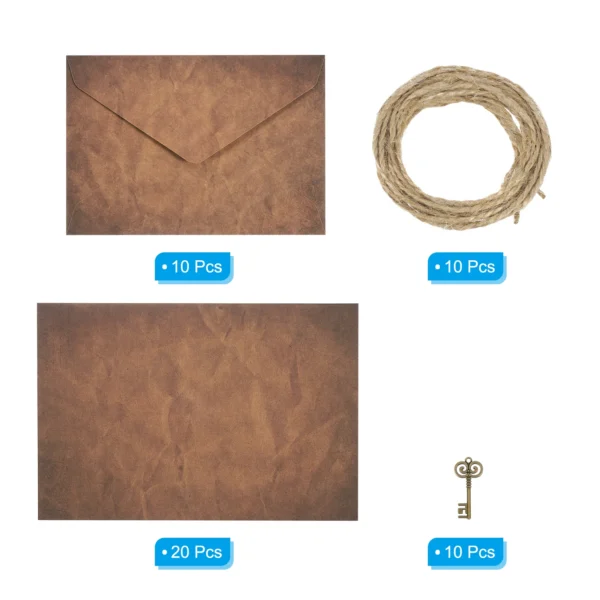 Juego de sobres Vintage para tarjetas, sobres con solapa de 150 G V y con letras de hoja de rosa