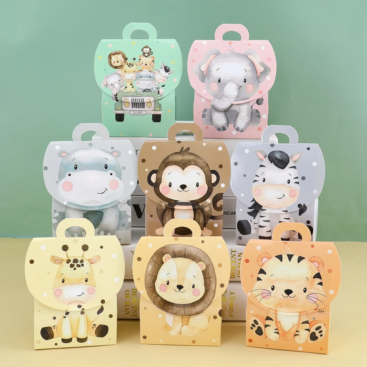 Cajas de dulces de animales de la selva, decoración de fiesta de cumpleaños de Safari en la jungla, caja de embalaje de regalo para niños, caja de regalos para Baby Shower salvaje - Imagen 2