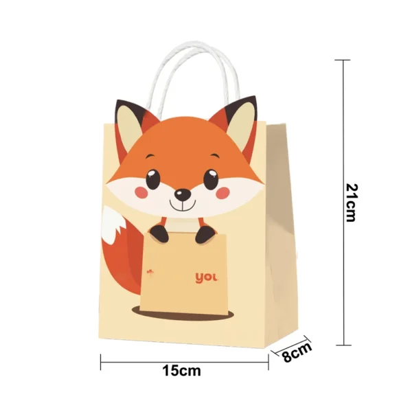 Bolsas de papel de animales de dibujos animados con asa para niños