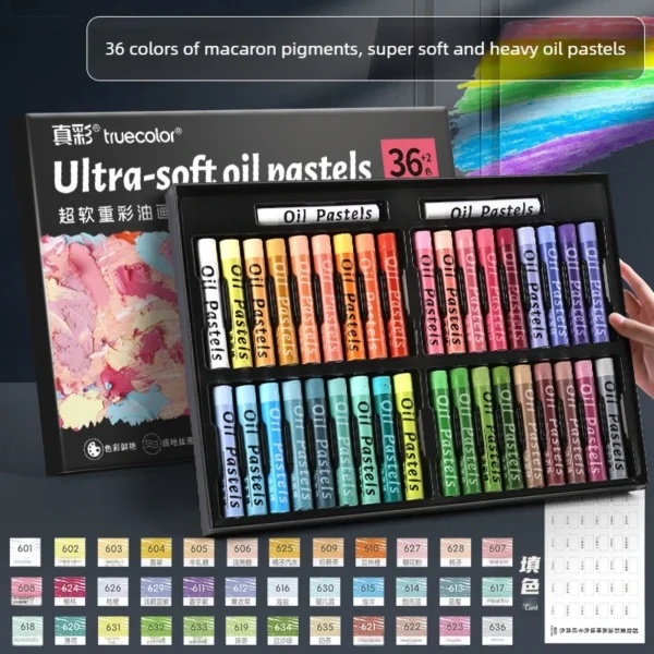Crayones de Pastel al Óleo de 48 Colores, Textura de Óleo, Efecto 3D, No Tóxicos, Difuminables, para proyectos profesionales
