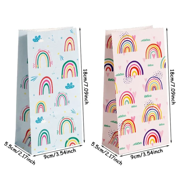 10 Uds. Bolsas de papel con tema de arcoíris, para galletas, bolsa de regalo, bolsas de recuerdo para celebraciones