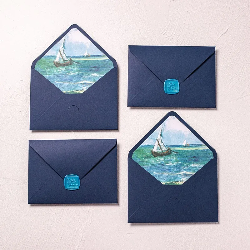 Sobre de pintura al óleo de Van Gogh, sobre clásico de la serie azul de 175x125mm, 10 unidades por lote - Imagen 6